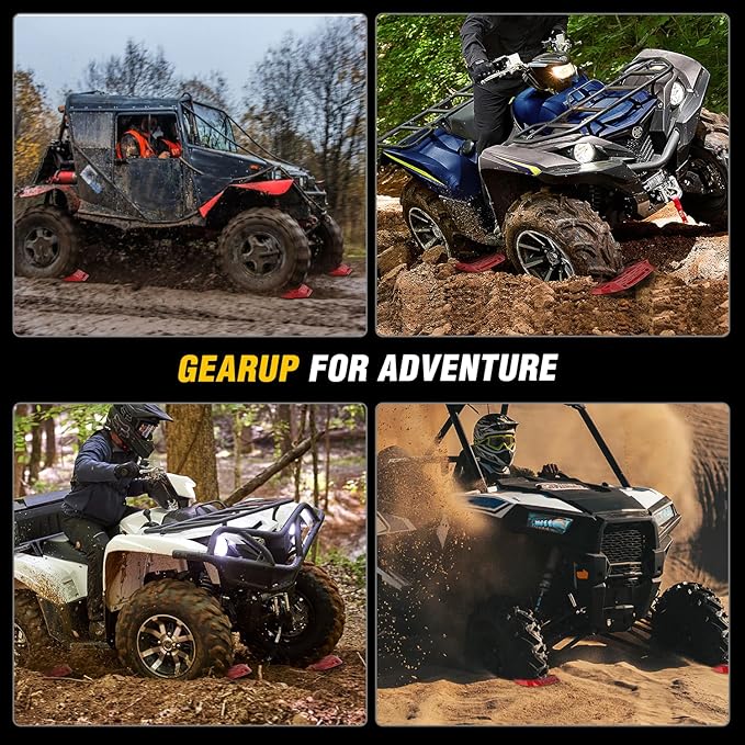 Nilight Recovery Offroad Traction Boards Mini Short Emergency Tire Tracks Mats For 4WD 4X4 ATV UTV on Mud Sand Snow (2PCS Red)