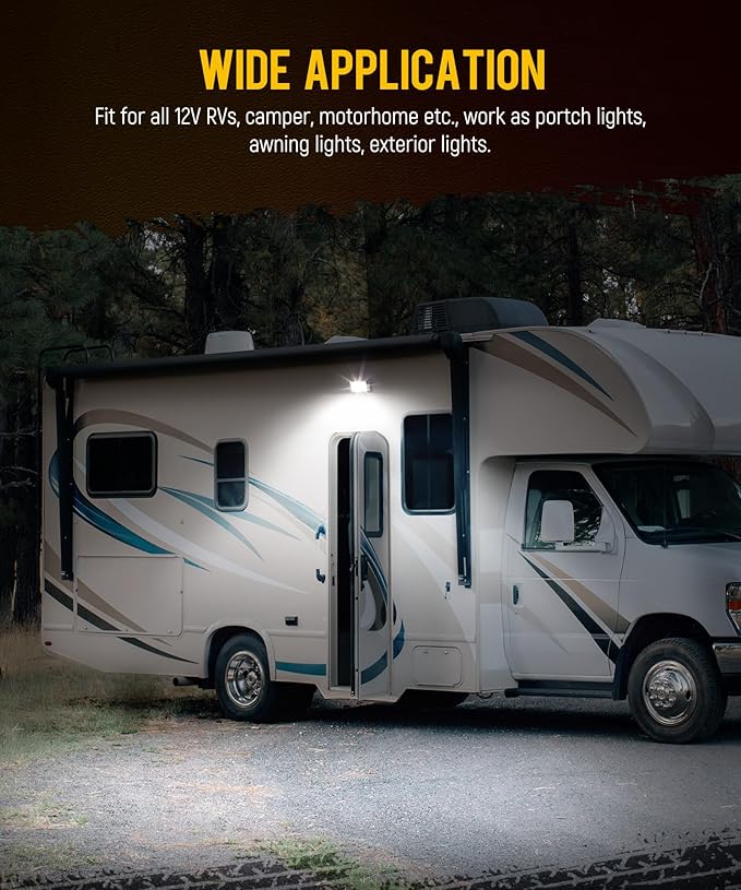 Partsam 2Pcs RV Porch Lights, 21LEDs Aluminum RV Exterior LED Light 1000LM White IP67 Waterproof for RV Camper Motorhome Trailer Trailer Boat