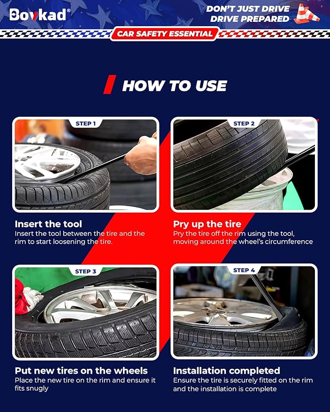 30'' Heavy Duty Tubeless Truck Tire Spoons Bars, 2 Pack Oversized Solid-Steel Mount/Demount Tire Iron Kit, Rust-Proof Anti-Slip Grip Essential Tire Removal Tool for Car, SUV & Truck(Black)