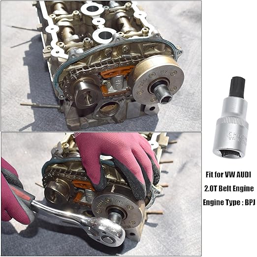 Camshaft Adjuster Socket OEM T40080, Compatible with VW Audi 2.0T Belt Engine, Engine Type: BPJ, M10 Camshaft Screw Removal Tool