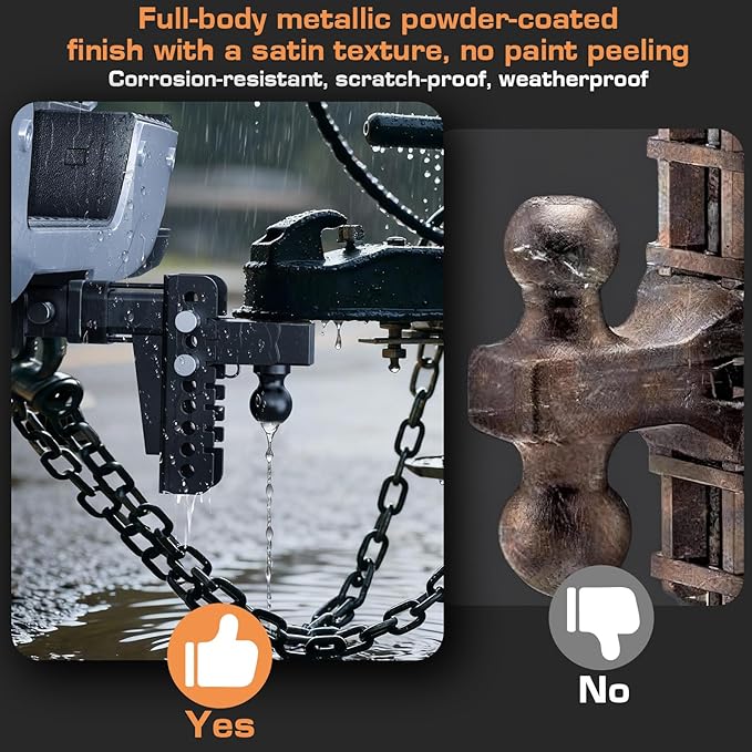 Adjustable Trailer Hitch - Drop Hitch Fits 2-Inch Receiver, 8 Inch Truck Hitch with Dual-Ball(2'' & 2-5/16''), Max 20,000 LBS GTW, Heavy Duty Tow Hitch with Anti-Theft Pins Locks Ball Mount