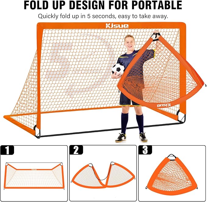 Kids Soccer Goals for Backyard Set, 2 of 6x4 ft Portable Pop Up Soccer Goal Training Equipment, Soccer Net with Target, Soccer Ball, Cones, Soccer Set for Kids Youth Toddler Sports Outdoor Games