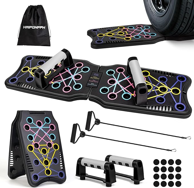 Push Up Board Fitness, 9 in 1 Strength Training Equipment,Home Gym System,Multi-Functional Push up Stands System Fitness Floor Chest Exercise,Training Arm Men & Women Weights