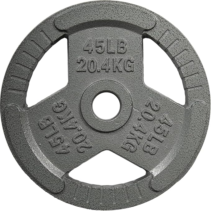 Yes4All Tri-Grip Handles Cast Iron Olympic Weight Plates, 2-Inch Weight Plates for Weight Lifting with Smooth and Durable Finish, Suitable for Strength Training Exercises (Single, Pair and Set)