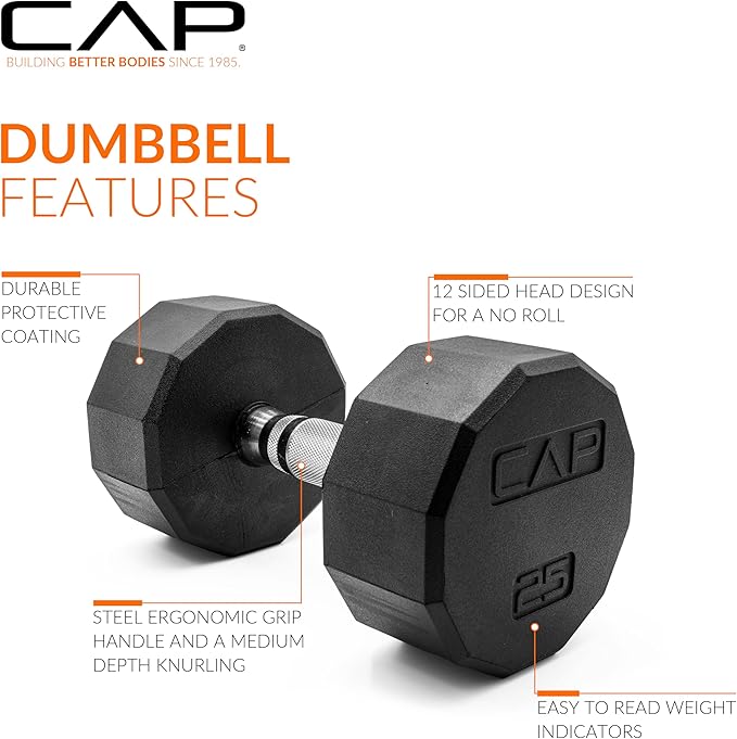 CAP Barbell Coated Dumbbell Weight | Multiple Options Pairs & Sets