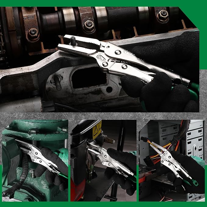 SK 6.5" Long Nose Locking Pliers, Premium CR-V Construction, Ergonomic Anti-slip Handle, Ideal for Welding or Assembly