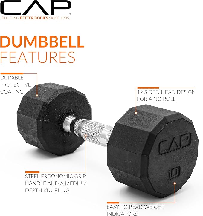 CAP Barbell Coated Dumbbell Weight | Multiple Options Pairs & Sets