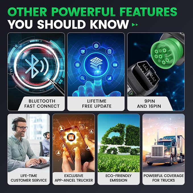 ANCEL HD200 Bluetooth Heavy Duty Truck Scanner, Speed Limit and Idle Reset for Cummins & Caterpillar Engines, J1939/J1708 Diesel Code Reader & All-System Diagnostic Tool, Lifetime Free Updates