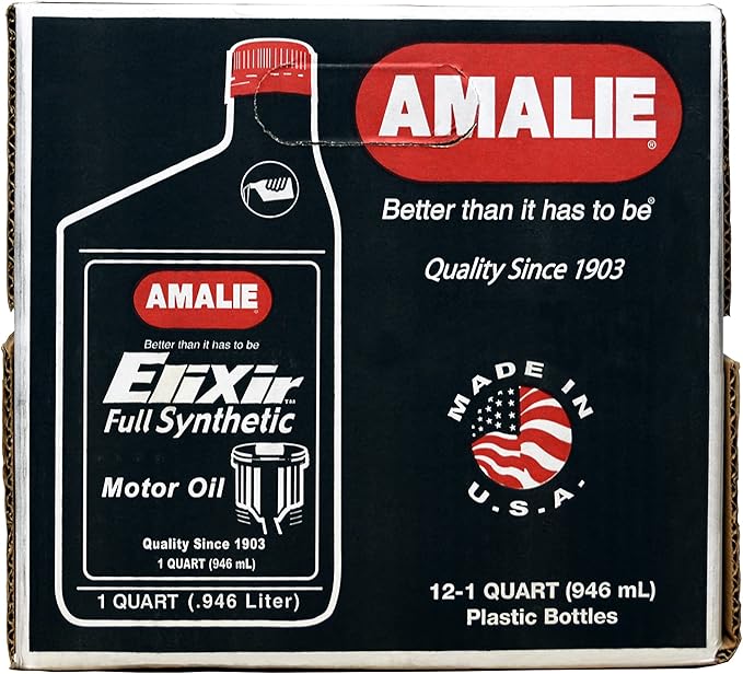 AMALIE Elixir 0W-16 Full Synthetic Motor Oil (160-65736-56) 1 Quart Bottle, Pack of 12 | Made in USA