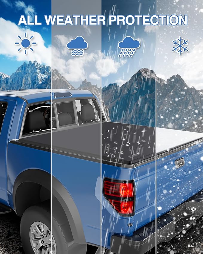 Soft Quad-fold Truck Bed Tonneau Cover Compatible with 2015-2025 Ford F150 (Classic & New), F150 Bed Cover for 6.5 FT