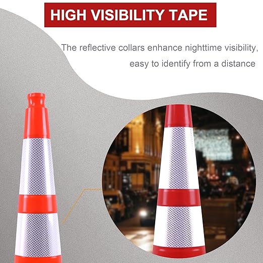 OrangeStar 6 Pack 36" Traffic Cones with Weighted Rubber Base, 2 Reflective Collars, Large Safety Cones for Parking Lot, Road Construction, Warehouse, Highway, Weatherproof PVC