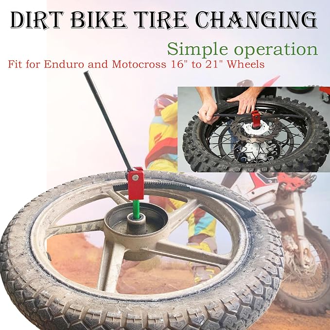 Dirt Bike Tire Changing Tools with Steel Spoons Kit for Enduro and Motocross Compact Dirt Bike Tire Changer for 16" to 21" Wheels Replacement (Complete Accessories)