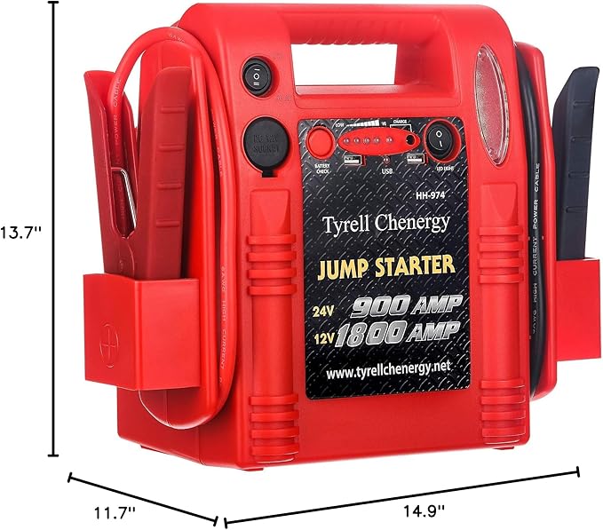 12V/24V Jump Starter,2800/1400 Peak Amp,Truck Battery Booster Pack, and Pure Copper Jumper Cables,Heavy Duty Jump Box Includes Dual USB and DC Ports Power,Car Battery Jump Starter