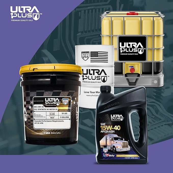 Ultra 1Plus SAE 15W-40 Full Synthetic Heavy-Duty Diesel Engine Oil - 15W 40 Motor Oil API CK-4/SN (5 Gallon Pail)