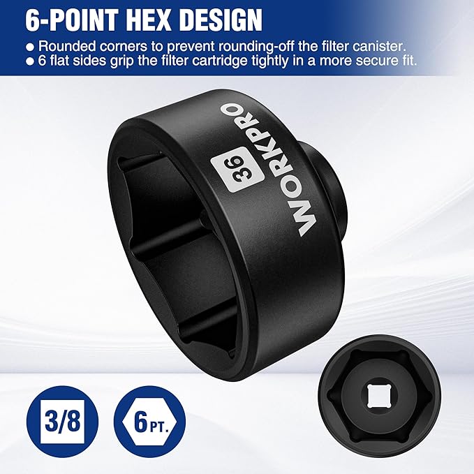 WORKPRO 36mm Oil Filter Socket Wrench, Oil Filter Removal Tool, Oil Filter Change Set, Ideal for Some Ford F250, BMW, Mini, Volvo, Audi, VW, Porsche Vehicles