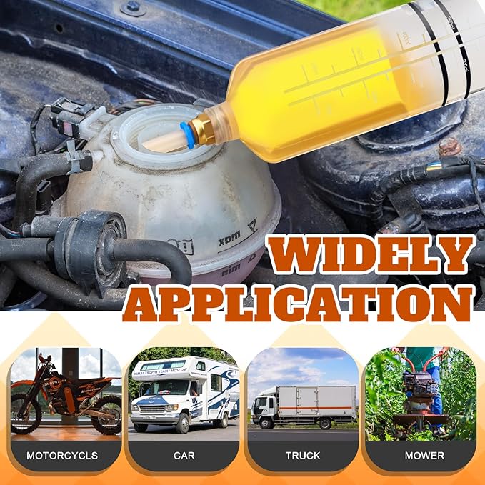 Lothee 2 Pack 500cc Automotive Fluid Extractor Pump Oil Extractor Hand Syringe Pump with Horse Manual Suction Vacuum Fuel Car Transfer for Power Steering, Hydraulic Fluid(Orange)