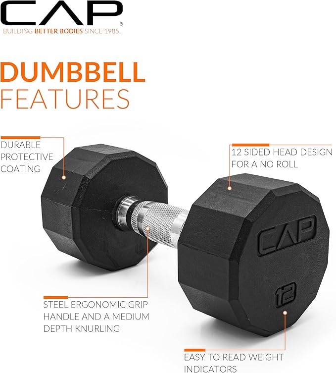 CAP Barbell Coated Dumbbell Weight | Multiple Options Pairs & Sets