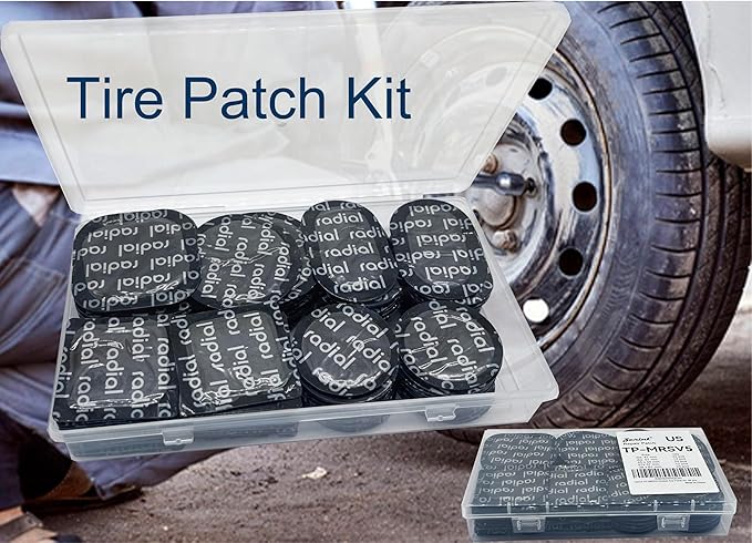 Professional Self-Vulcanizing Tire Repair Patches 96 pcs - Multi-Size (41mm to 57mm) Radial Tire Patch Kit for Cars/Trucks/Motorcycles, Heavy Duty, Heat