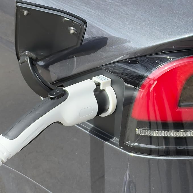 Door Dock for Tesla/J1772 Adapter for Tesla Model X and Charger Locking Ring Bundle (White)