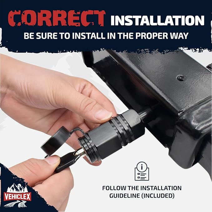 Vehiclex Hitch Pin Lock for Trailer Receivers (2.5" to 3") - 5/8" Locking Pin for Class III, IV - with Innovative Tubular Key, Resilient Against Dust, Mud, and Thieves