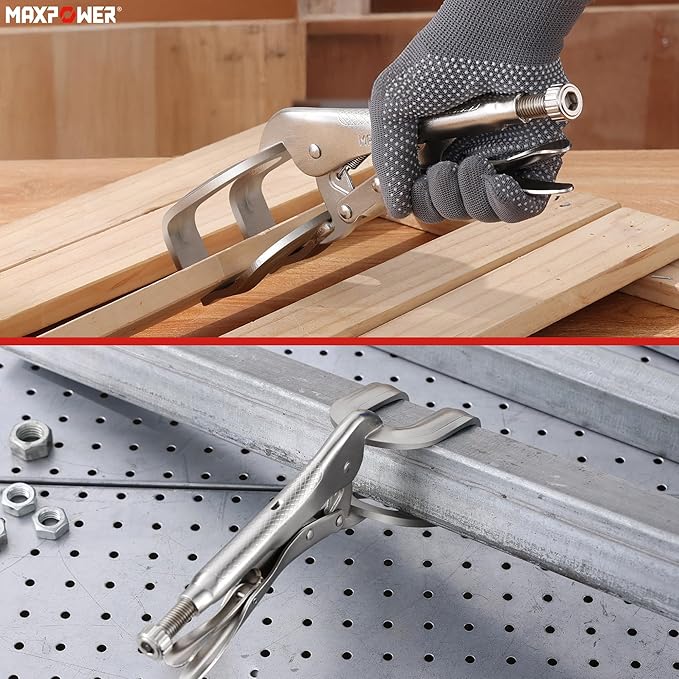MAXPOWER 10-inch Locking Pliers Welding Clamp, U-shaped Jaw Max Capacity Up to 3.54", 2-Piece Locking Welding Clamps
