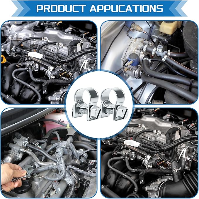 13-15MM Fuel Injection Hose Clamps 1/2"-9/16" Gas Line Clamps Pipe Clamp for Automotive Diesel Petrol Pipes