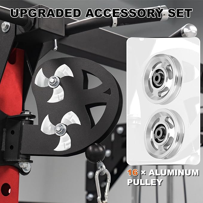 Power Rack Home Gym with Aluminum Pulley Set – 2000LB Capacity Multifunction Squat Rack with Cable Crossover, Includes 16 Professional attachments for Home Gym Strength Training, P63 Rampage