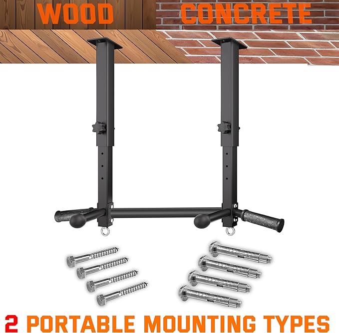 Upgraded-24" Ceiling Mount Pull Up Bar for Garage/Basement/Rafter - Heavy Duty 800LBS Adjustable Height Multi-Grip Chin Up Bar,Ceiling Joist/Beam