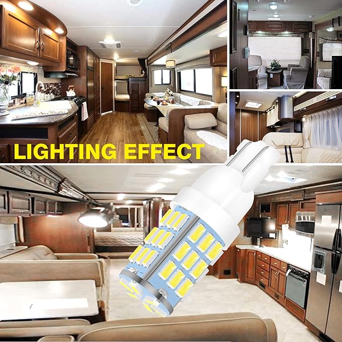 T10 921 194 168 175 LED Bulbs White 20-Packs, Super Bright 3014 42-SMD LED Replacement 12 Volt RV Camper Trailer Boat Trunk Interior Dome Map License Lights, Backup Reverse Lights