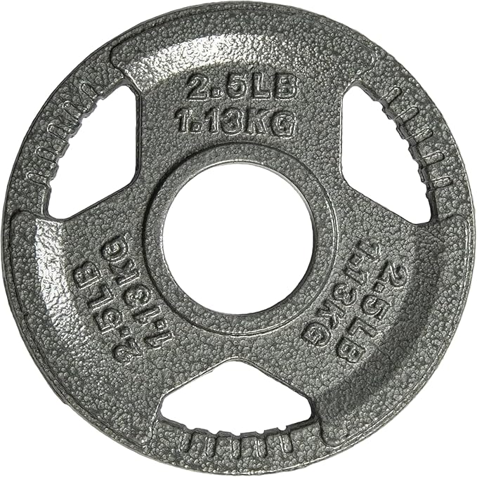 Yes4All Tri-Grip Handles Cast Iron Olympic Weight Plates, 2-Inch Weight Plates for Weight Lifting with Smooth and Durable Finish, Suitable for Strength Training Exercises (Single, Pair and Set)