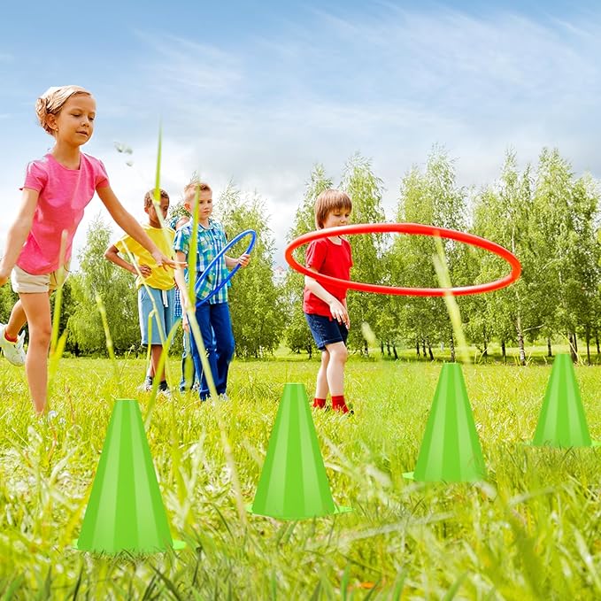 Leelosp 48 Pack 7" or 9" Plastic Traffic Cones Agility Field Marker Soccer/Safety/Sports/Training Cones for Skating Basketball Football Practice Drills Themed Party Decorations