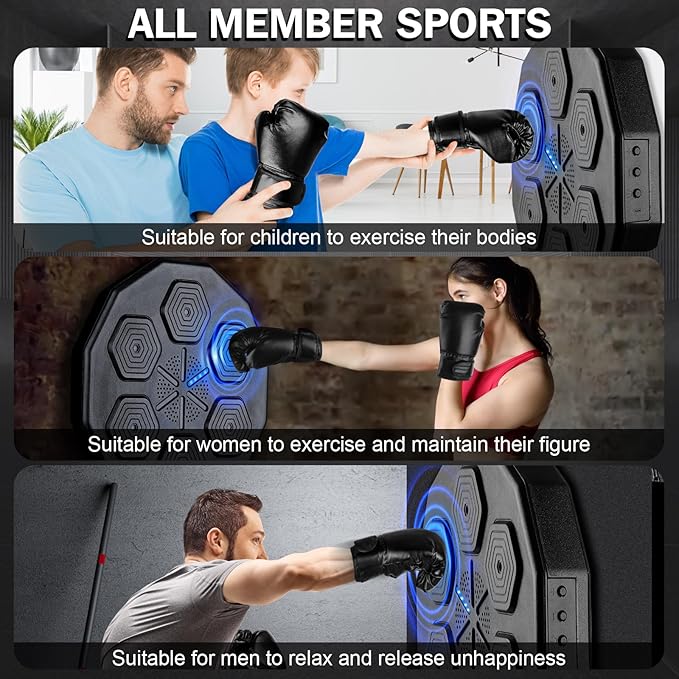 2025 New Music Boxing Machine, Upgraded 2.0 Smart Bluetooth Music Boxing Parent-Child Games, Wall-Mounted Exercise Equipment for Home Exercise
