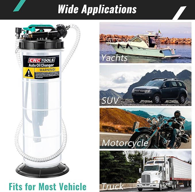 Estune 2 Gallon/7.5 L Manual Pneumatic Fluid Extractor, Automotive Oil Extractor Pump Oil Vacuum Changer with 5 Pcs Brake Bleeding Hose for Car, SUVs, Truck, Yachts