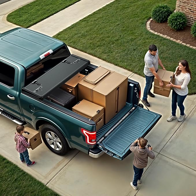 FRP Hard Tri-fold Tonneau Cover Fit for Ford F150 F-150 2015-2025, Fleetside 5.5 Ft Bed