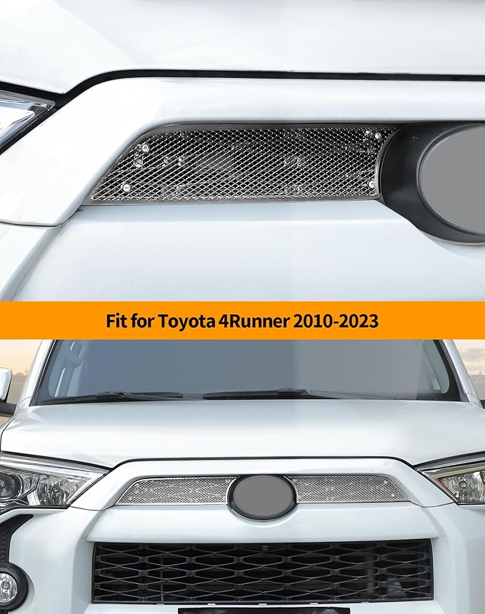 Hoolcar Front Grill Mesh Cover Center Grille Protector Insert Compatible with Toyota 4Runner 2010-2023, Exterior Accessories, Silver