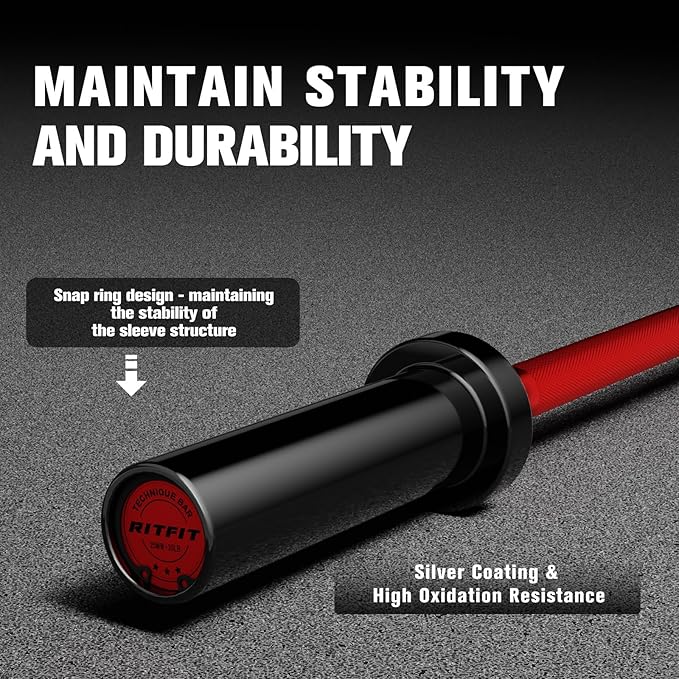 RITFIT Olympic Barbell 4ft/4.8ft/6ft - 2 Inch Weight Bar for Strength Training, Weightlifting, Squat, Deadlift, Bench Press, Curl, Overhead Press - 350lbs/500lbs Capacity