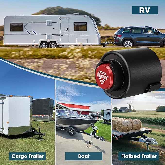 2" Heavy Duty Trailer Lock - Ball Coupler and Safety Chains Anti-Theft, Solid Steel Trailer Tongue Lock for RV, Boat, Camper, Cargo Trailers