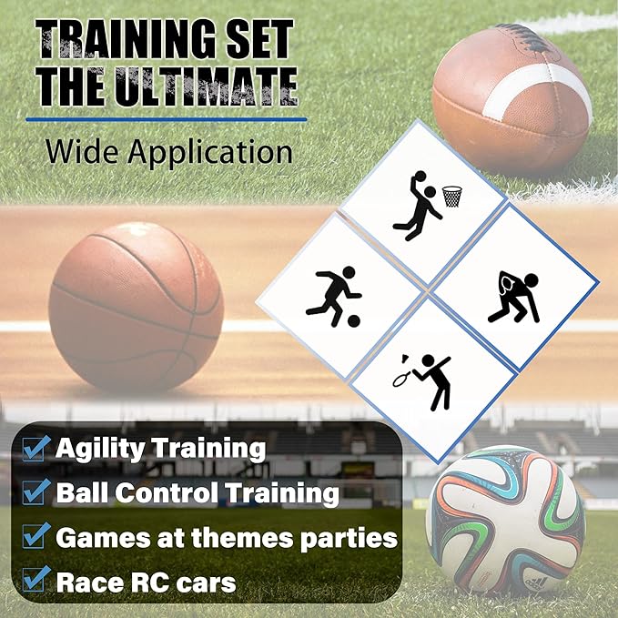 8 Pcs Sport Cones for Drills,9 Inch Agility Training Cones Sports with Carry Bag, Basketball Training Cones for Soccer Football Basketball Speed Grab Drills and Training