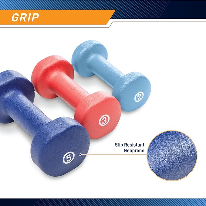 Marcy Colored Neoprene Dumbbell (Sold in Singles or Set) Hand Weights, Exercise Free Weights for Home Gym