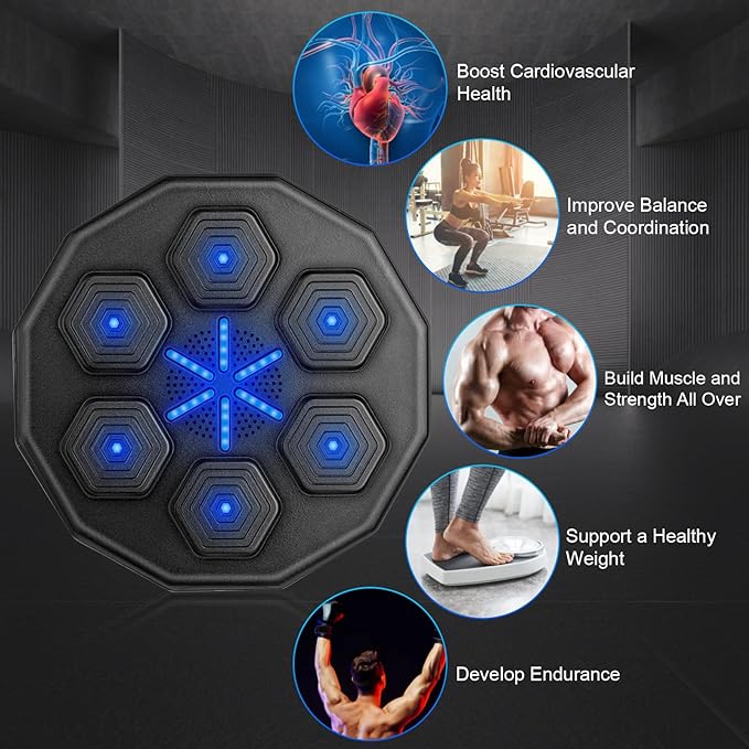 2025 New Music Boxing Machine, Upgraded 2.0 Smart Bluetooth Music Boxing Parent-Child Games, Wall-Mounted Exercise Equipment for Home Exercise