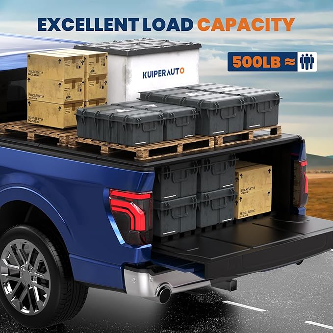 Tri Hard Truck Bed Tonneau Cover Fiberglass Compatible for 2015-2025 Ford F150 F-150 Styleside 5.5FT Bed (Not for Flareside)