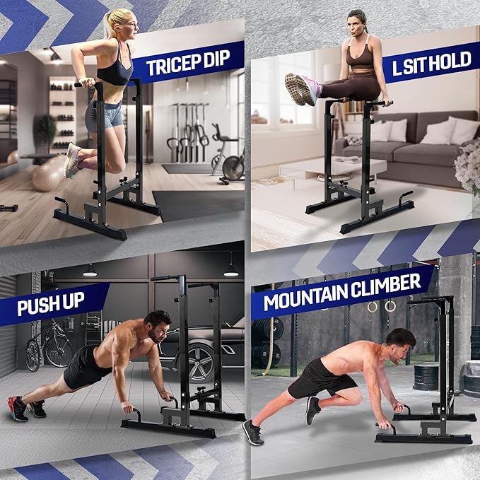 Yes4All Dip Stand 500 LBS Capacity, 80 Levels Adjustable Dip Bars, Dip Station Machine for Home Gym