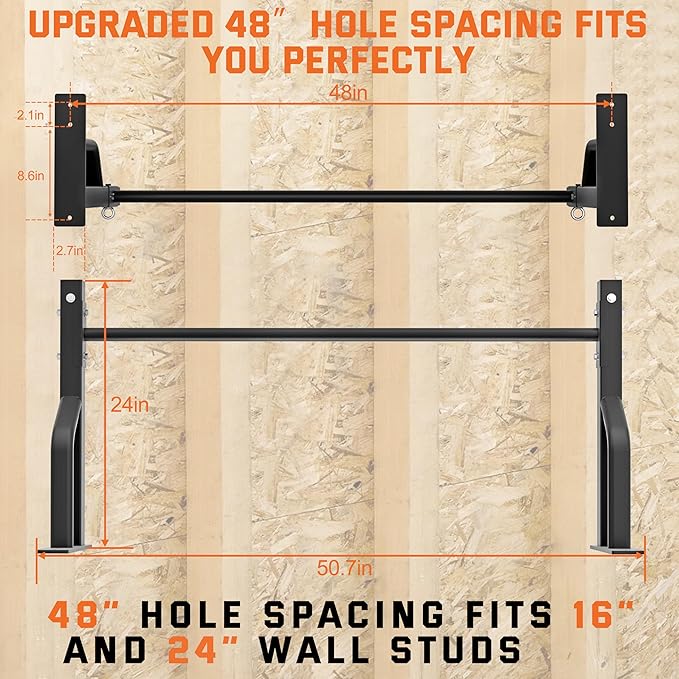 2025 Upgrade Pull Up Bar Wall Mounted - 600 lbs Heavy Duty Strength Training Pull-Up Bars, Ideal Rogue Pull Up Bar for Home and Commercial Gym, Easy Installation Chin Up Bar, Versatile Garage Pullup Bar