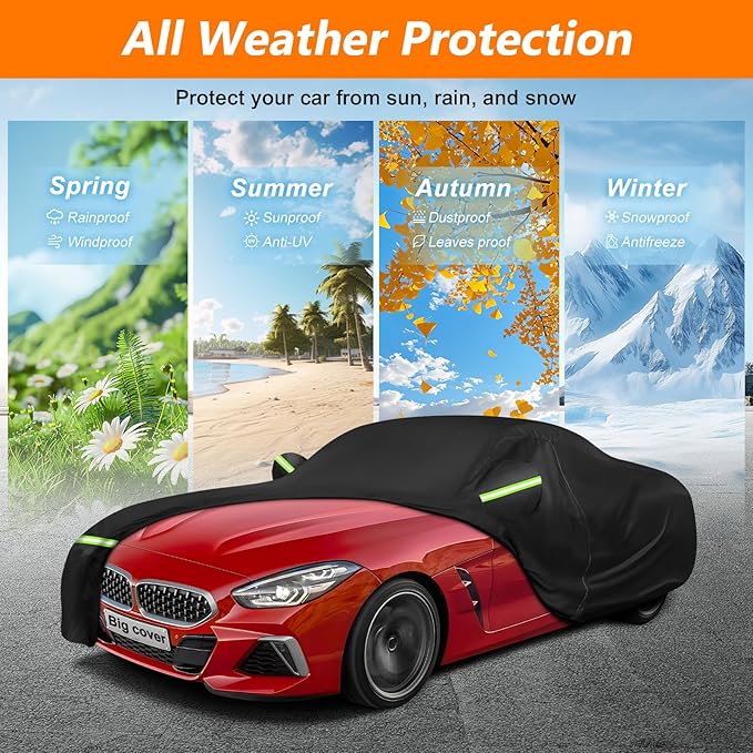 Car Cover for BMW Z4 E85 E86 E89 G29 Z4 M40i Coupe Roadster 2002-2025 Z4 Automobiles, Waterproof 210D Oxford Cloth and Cotton Full Car Covers with Zipper Windproof Heavy Duty All Weather (Black)