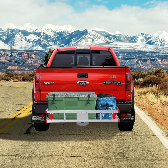 Rockland Aluminum Hitch Cargo Carrier, 500 LBS Capacity, 47.2" x 20.6" x 6.6", Fits 2” Receiver, Silver, Trailer Hitch Mount for RVs, Pickups, Trucks, Cars, Vans, ATVs, UTVs, SUVs