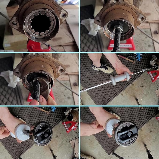 Rear Axle Bearing Puller Tool Set, 3PCS Axle Bearing Puller Extractor, Rear Axle Bearing Removal Tool Kit, Puller Slide Hammer Kit