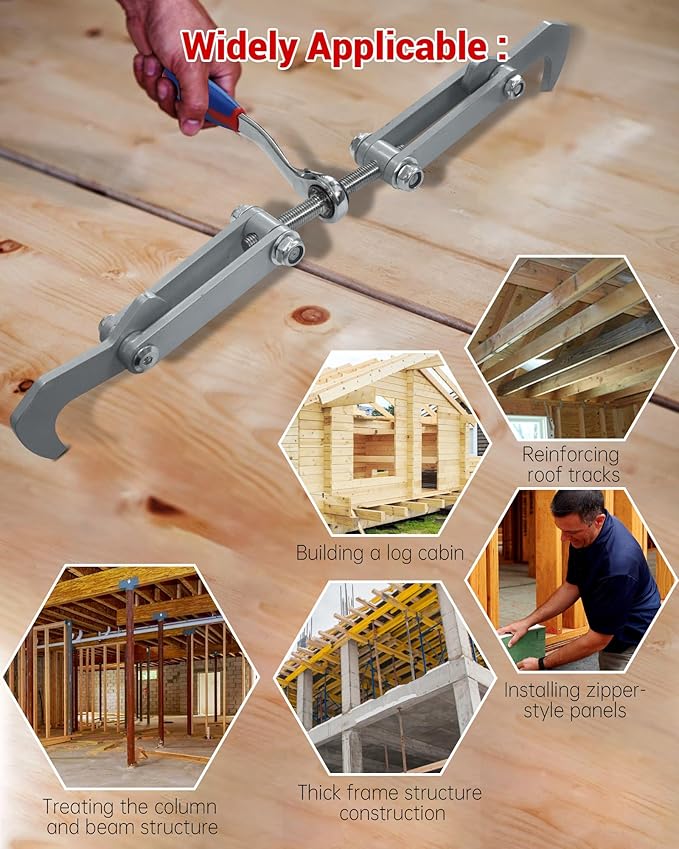 Ratcheting Beam Puller, Wall Puller Framing Tool, Clamping Travel 4.53 In, Ratchet Length: 10.83 Inches, Fit for For Clamping, Pulling and Compressing Timber