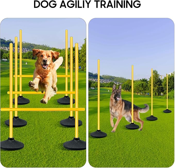 Oulores Soccer Agility Poles,Adjustable Height Hurdles,6PCS Soccer Training Poles with Rubber Base, Detachable Soccer Agility Training Equipment