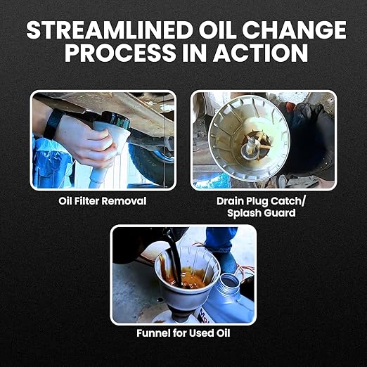 X Oil Change Tool - Fits Oil Filters Up to 2.75" Diameter - Spill-Free Oil Filter Funnel with Magnet - Hands Free Magnetic Hold to Filter - Durable Nitrile Rubber Construction Maximum Grip