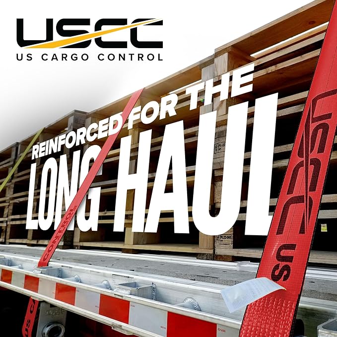 US Cargo Control Winch Straps 4" x 30' (2-Pack), 5,400 LBS Working Load Limit, Heavy Duty Flatbed Tie Downs with Flat Hooks, Red 4 Inch Straps for Flatbed Trailer, Truck, and Cargo Securement